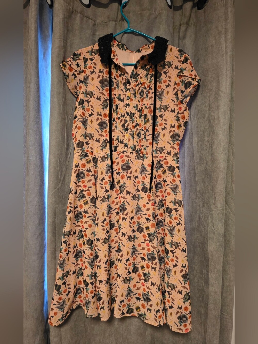 Hell Bunny Halloween Dress with Black Lace Collar